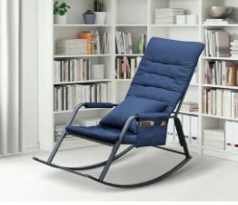 Photo 1 of ATR ART to REAL Metal Rocking Lounge Chair for Bedroom, Modern Cozy Rocker Chair for Adult, Awesome Gifts, Navy Blue
