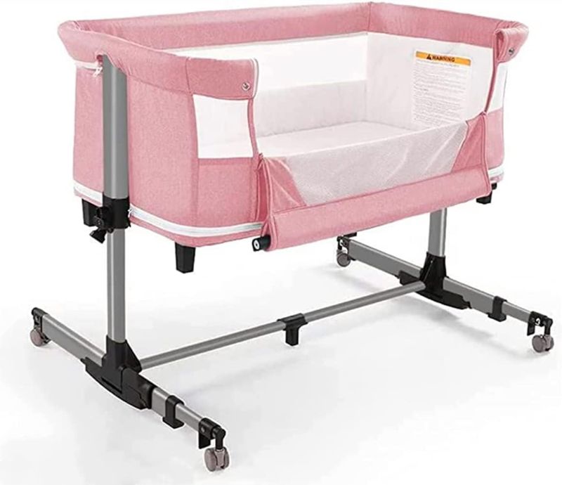 Photo 1 of nordmiex Baby Crib,3 in 1 Bassinet for Baby,Bedside Sleeper Bedside Baby bassinets Crib for Newborn,Adjustable Portable Baby Bed for Infant/Baby,Deep Pink
