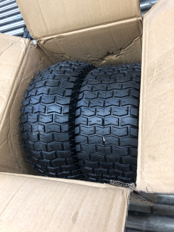 Photo 2 of Upgrade 2 Pcs 13x5.00-6 Tire and Wheel, 13x5.00-6 Tire with 3/4" Grease Bushing and 3"-5.4" Centered Hub, Air Filled 13x5x6 Lawn Mower Tire Assembly for Commercial Lawn, Garden Turf