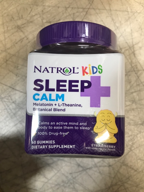 Photo 2 of Natrol Kids Sleep+ Calm, Drug Free Sleep Aid Supplement, Calm an Active Mind, Ease to Sleep, Melatonin and L-Theanine, 60 Strawberry Flavored Gummies Sleep + Calm