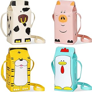 Photo 1 of 4 Set Girls Strawberry Milk Purse Pig Milk Box Small Purses Crossbody Purse Bag Pu Phone Shoulder Wallet Bag for Women Girl (Animal) https://a.co/d/7qp533m