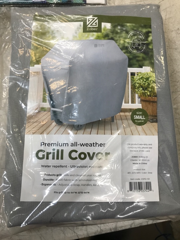 Photo 2 of Zober BBQ Grill Cover - 44 Inch Waterproof Double Layered Fits Weber Gas Grill Cover Charbroil Grill & Smoker - Gas Grill Covers w/ Air Vents, Dual Handles - 600D Oxford Fabric, Gray 44 Inch Gray