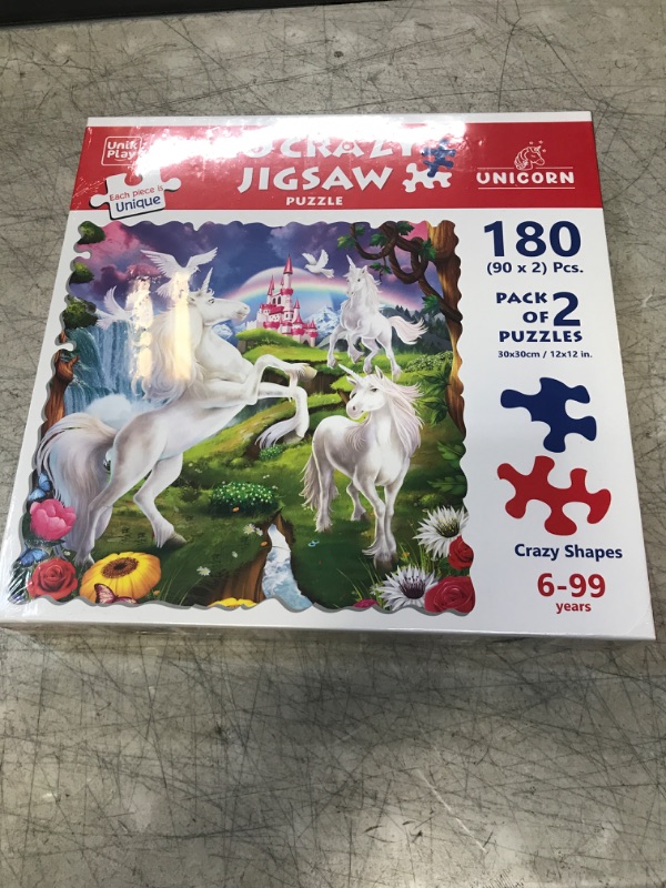 Photo 2 of Unicorn Jigsaw Puzzle | Pack of 2 Puzzles for Kids, 12x12 inches, 90+90 Puzzle Pieces | Unique and Engaging Puzzle with No Straight Edges or Corners | Gift for Boys and Girls Ages 6 and Up Unicorns