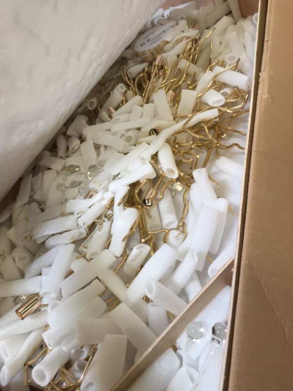 Photo 1 of Dining Room Light Fixtures Over Table, 62'' Modern Crystal Chandelier Rectangle Contemporary Pendant Lighting Fixture Extra Large Oversized Linear 14 Lights Chandelier Gold Oblong 62''