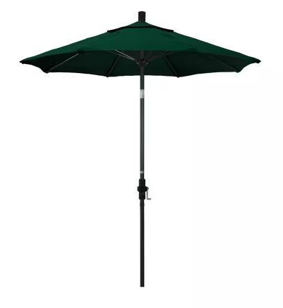 Photo 1 of 7-1/2 ft. Fiberglass Collar Tilt Patio Umbrella in Hunter Green Olefin
