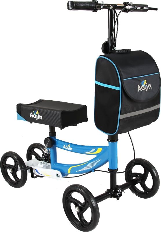 Photo 1 of Aojin Knee Scooter?Steerable Knee Walker Economical Knee Scooters for Foot Injuries Best Crutches Alternative Blue
