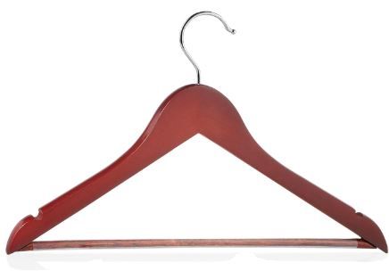 Photo 1 of 5 Cherry Wooden Suit Hangers - Premium Lotus Wood with Notches & Chrome Swivel Hook for Dress Clothes, Coats, Jackets, Pants, Shirts, Skirts
