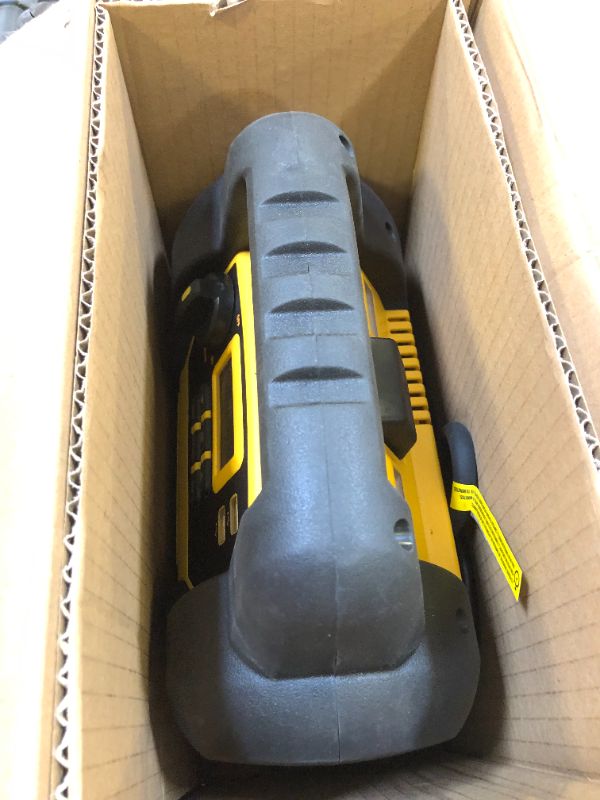 Photo 2 of DEWALT DXAEJ14 Digital Portable Power Station Jump Starter: 1400 Peak/700 Instant Amps, 120 PSI Digital Air Compressor, 3.1A USB Ports, Battery Clamps , Yellow