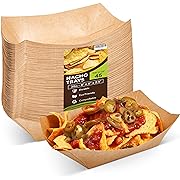 Photo 1 of 45 PCs Paper Food Trays Disposable - 3 lbs. Capacity Premium Craft Paper Food Boats for Nachos, Treats, Fast Food – Greaseproof & Eco-Friendly Nacho Boats for Carnivals, Festivals, Picnic