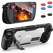 Photo 1 of Adjustable Kickstand Case for Steam Deck/OLED with Screen Protector, [Military Grade Protective], Clear Cover Accessories Kit with 8 Thumb Grips, Black