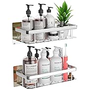 Photo 1 of  Shower Caddy Shelf, Adhesive Bathroom Shower Organizer,No Drilling Wall Mounted Shower Rack,Rustproof Bath Storage Basket for Bathroom,Toilet,Kitchen - 2 Pack( Silver)