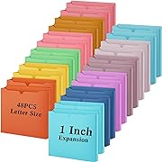 Photo 1 of Fainne 48 Pcs Expandable File Folders Jackets Letter Size 1 Inch Expansion Pocket Reinforced Straight Cut Tab Folders Expanding File Organizer File Pocket for Classroom