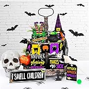 Photo 1 of 49PCS Halloween Tiered Tray Decor Farmhouse Rustic Tiered Tray Set 10Pieces Halloween Wooden Signs Halloween Decorations for Indoor Home Table Room Kitch