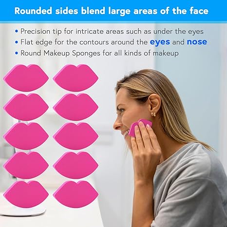 Photo 1 of 2Pack Mary Lavender Makeup Blender Sponge Foundation Blending Sponge for Liquid Cream Powder Facial Powder Puff Multi-colored Wet and Dry Dual Use Latex-Free 10pcs