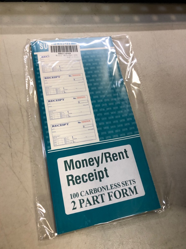 Photo 2 of Receipt Book with Carbon Copies, Rent Receipt Book for Small Business, 2-Part Carbonless, 100 Sets per Book, 4 Receipts per Page
