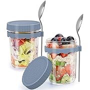 Photo 1 of 2 Pack Overnight Oats Containers with Lid and Spoon,12 oz Airtight Overnight Oats Jars Oatmeal Meal Prep Glass Jars with Measurement Marks for Breakfast Cereal Milk