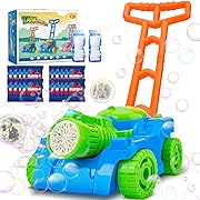 Photo 1 of Alkinoos Toddler Bubble Lawn Mower, Bubbl Machine 2000+ Bubbles per Minute, 2 Bottles of Bubble Solution and 20 Refill Packets Indoor and Outdoor Play - Orange 