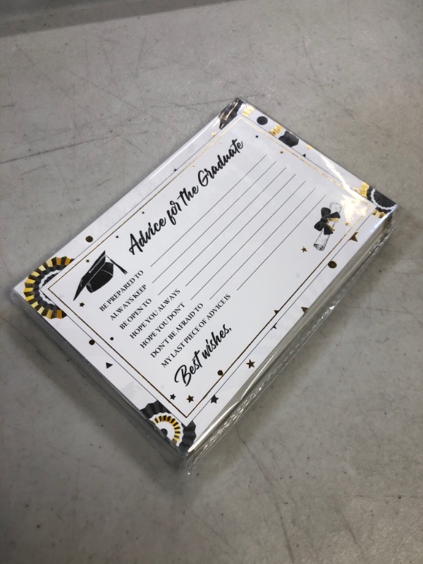 Photo 1 of Joyousa 2023 Personalized Graduation Advice Cards / Party Favors or Supplies, Black & Gold - Advice for the Graduate, Table Games Graduation Cards, 50 Pack
