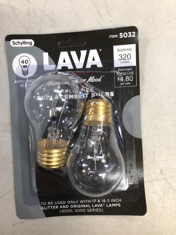 Photo 2 of Lava 5032-6 40-Watt Replacement 2-Pack Brand 16.3 and 17 inch Lamps Light Bulb, 2 Count (Pack of 1), Clear