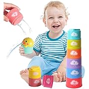 Photo 1 of Baby Toys Bath Toy and Stacking Toys,2 in 1 Stacking Cups for Infant Montessori Sensory Set,Multicolor Baby Water Pool Toys for Boys and Girls to differentiate Sizes and Study Numbers