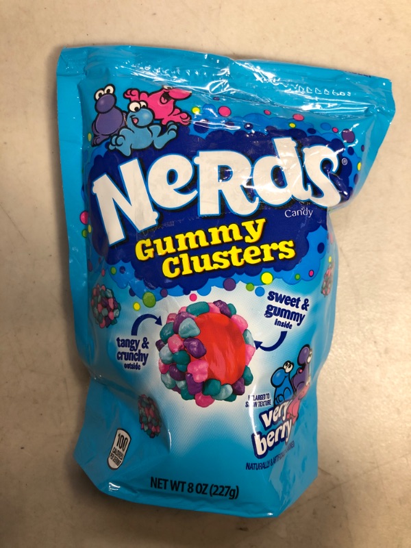 Photo 2 of Exp date 04/2024--Nerds Gummy Clusters, Back to School Candy, Very Berry, Resealable 8 Ounce Bag Very Berry 8 Ounce