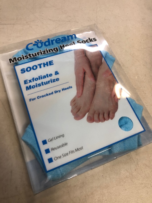 Photo 2 of Codream Moisturizing Heel Gel Socks: Heal Dry Cracked Heel Treatment Overnight Pedicure Foot Spa Sock | 2 Pairs Soft Silicone Moisturizer Sleeve to Repair Callus Rough Heel A3-2 Pairs Blue