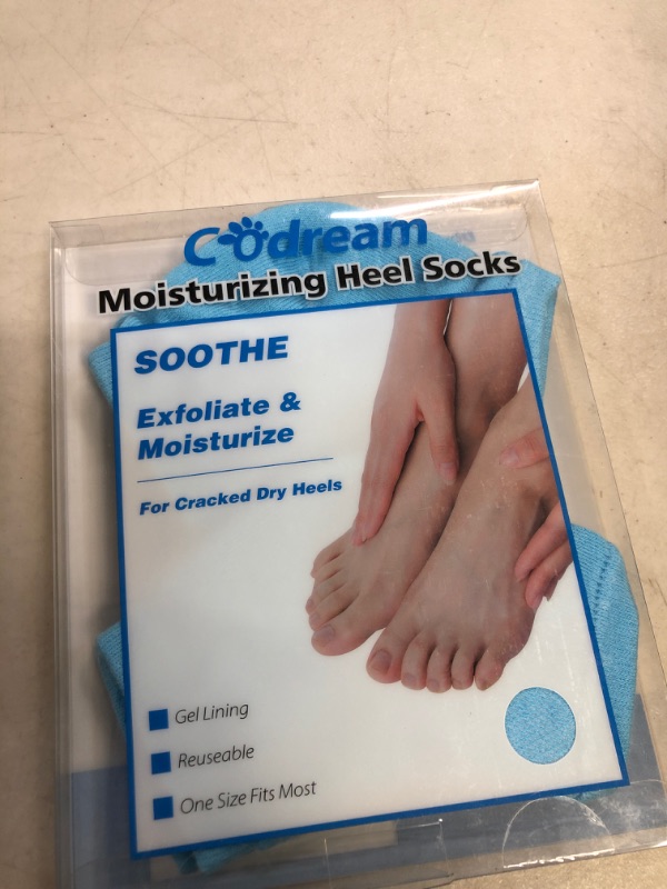 Photo 2 of Codream Moisturizing Heel Gel Socks: Heal Dry Cracked Heel Treatment Overnight Pedicure Foot Spa Sock | 2 Pairs Soft Silicone Moisturizer Sleeve to Repair Callus Rough Heel A3-2 Pairs Blue