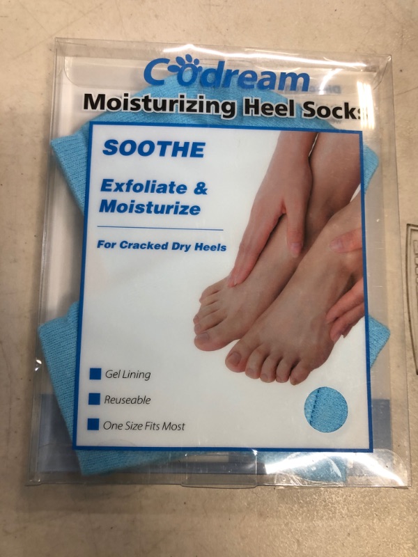 Photo 2 of Codream Moisturizing Heel Gel Socks: Heal Dry Cracked Heel Treatment Overnight Pedicure Foot Spa Sock | 2 Pairs Soft Silicone Moisturizer Sleeve to Repair Callus Rough Heel A3-2 Pairs Blue
