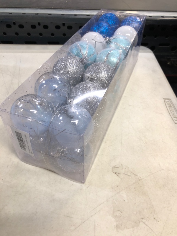 Photo 1 of CHICHIC 2.36” 28Pcs Christmas Ornaments for Christmas Tree Decorations Christmas Ball Ornaments Christmas Tree Ornaments Sets Shatterproof Xmas Balls for Christmas Decoration,Blue Silver White