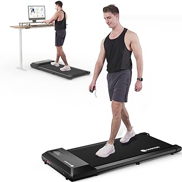 Photo 1 of DeerRun Walking Pad Treadmill Under Desk, 2 in 1 Walking Pad Portable Treadmill with 265lbs Capacity, Under Desk Treadmill for Home/Office in LED with Wheels
