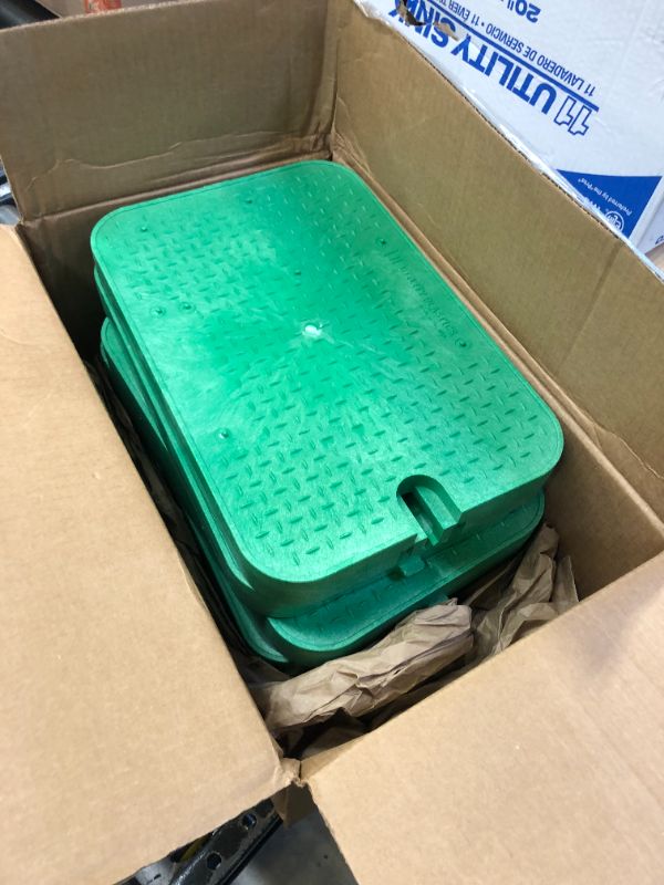 Photo 3 of 15 in. x 10 in. x 1.75 in. Square Meter/Valve Box Green Lid - 5 PACK
