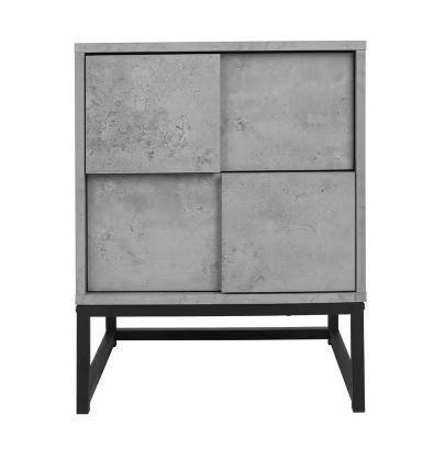 Photo 1 of 2-Drawer Cement Gray Nightstand Small Cabinet Accent Bedside Table for Bedroom 15.75 in. D x 18.9 in. W x 23.63 in. H
