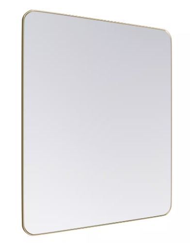 Photo 1 of 30 in. W x 36 in. H Rectangular Aluminum Framed Wall Mount Bathroom Vanity Mirror in Gold
