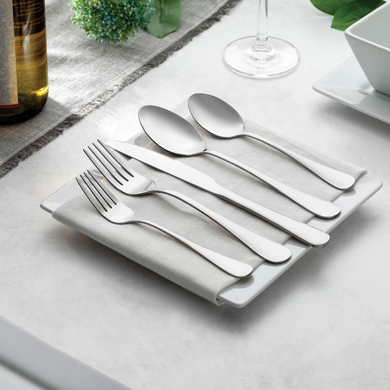 Photo 1 of 20-Piece Stainless Steel Silverware Set - Attractive Mirror Finished Flatware Set - Serving for 4, Classic Cutlery set for Home/Restaurant - Includes Spoons, Forks & Knifes - Dishwasher Safe Utensils