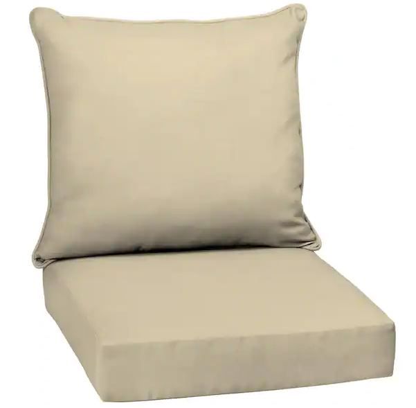 Photo 1 of ARDEN SELECTIONS 24 in. x 24 in. 2-Piece Deep Seating Outdoor Lounge Chair Cushion in Tan Leala
