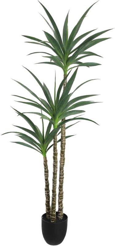 Photo 1 of Hobyhoon Artificial Tree Faux Agave Plant 5.3FT Fake Tree Dracaena Tree with 3 Heads in Potted Tall Silk Trees for Modern Home Office Decor Indoor or Outdoor
