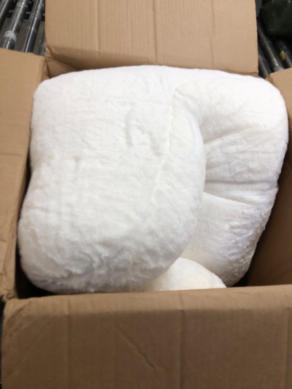 Photo 2 of A Nice Night Faux Fur Reading Pillow Bed Wedge Large Adult Children Backrest with Arms Back Support for Sitting Up in Bed/Couch for Bedrest,Ivory,Large Ivory Large