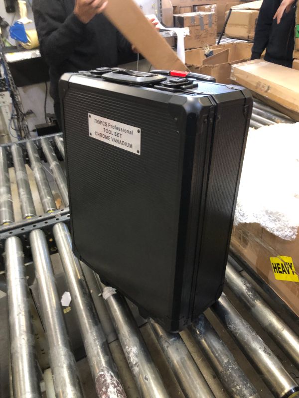 Photo 1 of Tool Sets for Men, Tool Box with Tools, Tool Kit with Rolling Tool Box, Complete Tool Box Set,Household Tool Set, Aluminum Trolley Case Tool Setas, Gift on Father's Day Black