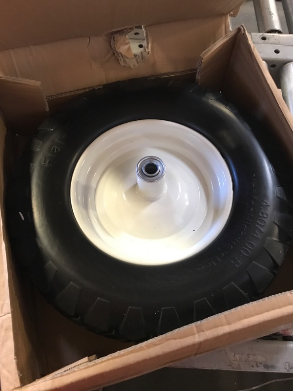 Photo 2 of BAIVE BW 16" Flat Free Solid Polyurethane Tire and Wheel, 4.80/4.00-8 PU Airless Tires with 5/8" Ball Bearings, 6" Centered Hub for Hand Truck/Utility Cart/Dollies/Various Carts, 1 Pc(440 Lb Load) 4.80/4.00-8/5.5 lbs/2