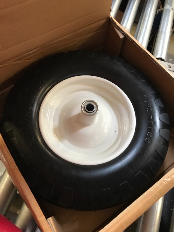 Photo 2 of BAIVE BW 16" Flat Free Solid Polyurethane Tire and Wheel, 4.80/4.00-8 PU Airless Tires with 5/8" Ball Bearings, 6" Centered Hub for Hand Truck/Utility Cart/Dollies/Various Carts, 1 Pc(440 Lb Load) 4.80/4.00-8/5.5 lbs/2