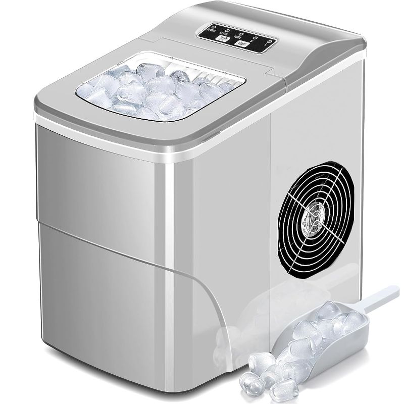 Photo 1 of AGLUCKY Countertop Ice Maker Machine, Portable, Countertop, Make 26 lbs ice in 24 hrs,Ice Cube Ready in 6-8 Mins with Ice Scoop and Basket
