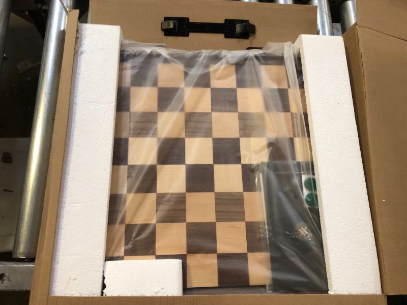 Photo 2 of A&A 15 inch Walnut Wooden Chess Sets w/ Storage Drawer / Triple Weighted Chess Pieces - 3.0 inch King Height/ Walnut Box w/Walnut & Maple Inlay / 2 Extra Queen / Classic 2 in 1 Board Games/ Chess Only Triple Weighted Pieces w/ Walnut Box