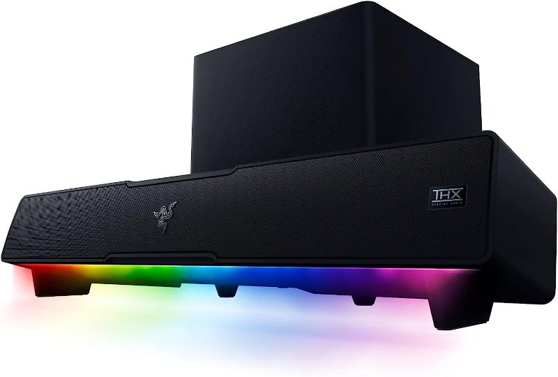 Photo 1 of Razer Leviathan V2: Multi-Driver PC Gaming Soundbar with Subwoofer - THX Spatial Audio - Compact Design - Chroma RGB - Bluetooth 5.2 - for PC, Desktop/Laptop, Smartphones, Tablets & Nintendo Switch
