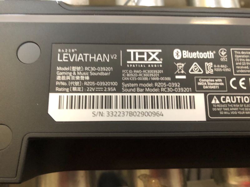 Photo 1 of Razer Leviathan V2: Multi-Driver PC Gaming Soundbar with Subwoofer - THX Spatial Audio - Compact Design - Chroma RGB - Bluetooth 5.2 - for PC, Desktop/Laptop, Smartphones, Tablets & Nintendo Switch

