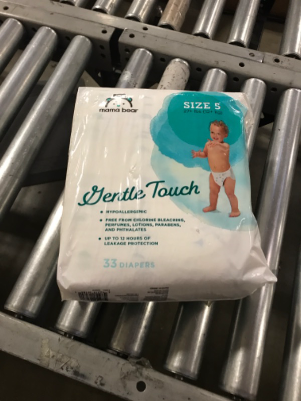 Photo 2 of Amazon Brand - Mama Bear Gentle Touch Diapers, Hypoallergenic, Size 5, 33 Count Size 5 (33 Count)