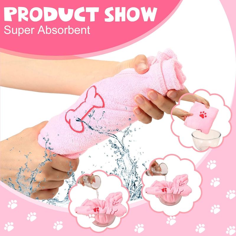 Photo 1 of Chumia 2 Pieces Dog Towels for Drying Dogs Puppy Towel Bulk Microfiber Absorbent Towel Pet Bathing Supplies Quick Drying Paw Towel for Medium Dogs Cats Pets Shower (Pink, 23.6 x 39.4 Inch)