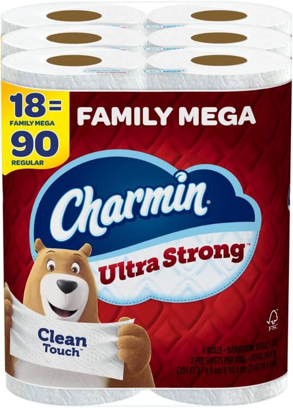 Photo 1 of Charmin Ultra Strong Clean Touch Toilet Paper, 18 Family Mega Rolls = 90 Regular Rolls