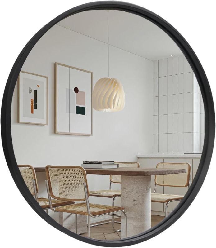 Photo 1 of  36 Inch Black Round Mirror for Bathroom,Round Wall Mounted Mirror 36inch, Metal Framed Rustic Black Circle Mirrors for Wall Bathroom Entryways Living Room