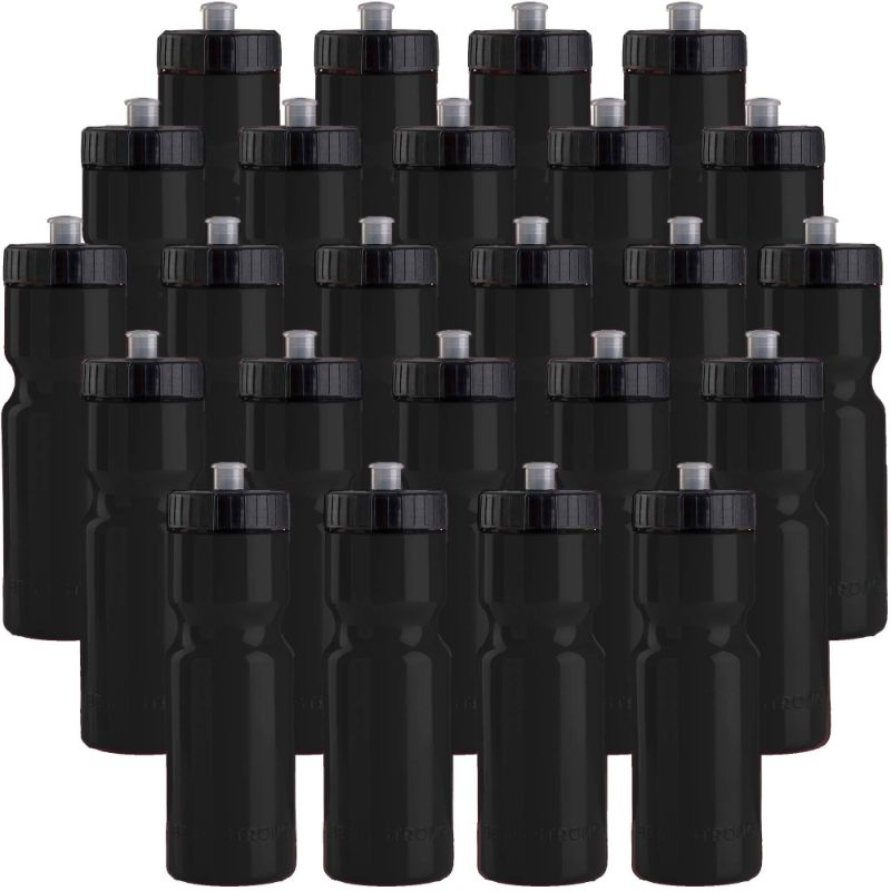 Photo 1 of 6-Bottles - 22 oz BPA Free Easy Open Push/Pull Cap - Made in USA (Black)