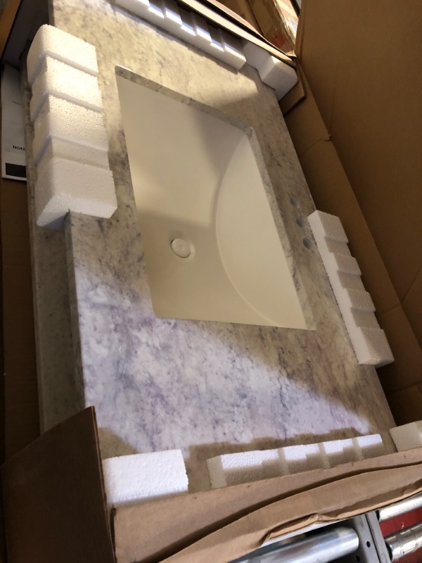 Photo 2 of 37 in. W x 22 in. D Stone Effects Cultured Marble Vanity Top in Winter Mist with Undermount White Sink